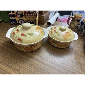 Sweet Harvest By Housewares Floral Stoneware Casserole Dishes With Lids Set Of 2